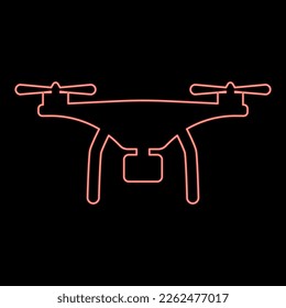 Neon drone with camera red color vector illustration image flat style light