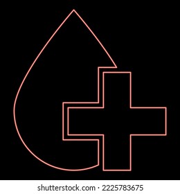 Neon drop and cross vector illustration image flat style light