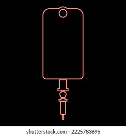 Paquete Neon dropper instalador de botellas color rojo ilustración vectorial estilo plano luz