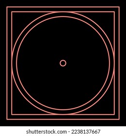 Neon drum drying in machine delicate mode Clothes care symbols Washing concept Laundry sign red color vector illustration image flat style light