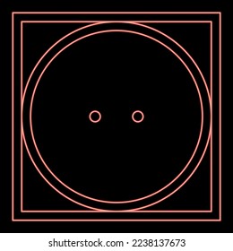 Neon drum drying in machine usually mode Clothes care symbols Washing concept Laundry sign red color vector illustration image flat style light