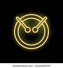 Neon drum set shining on a black background, perfect for music themed projects