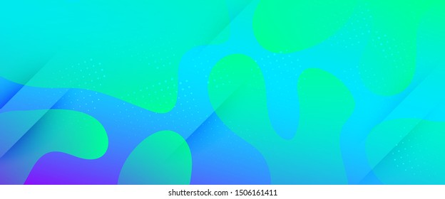 Neon Dynamic Background. Fluid Shapes. 3d Gradient Poster. Futuristic Wave Flyer. Graphic Background. Teal Fluid Colorful. Blue 3d Modern Poster. Trendy Vibrant Layout. Abstract Background.