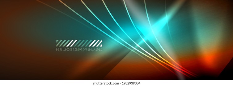 Neon dynamic beams vector abstract wallpaper background. Wallpaper background, design templates for business or technology presentations, internet posters or web brochure covers