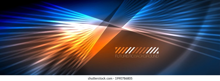 Neon dynamic beams vector abstract wallpaper background. Wallpaper background, design templates for business or technology presentations, internet posters or web brochure covers