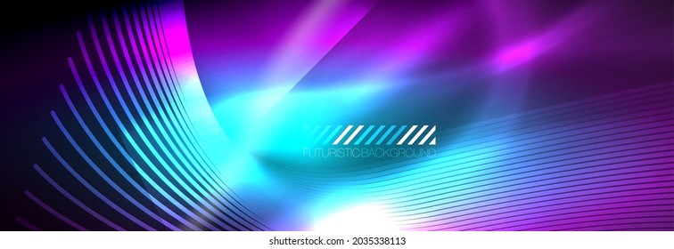 Neon dinâmico vigas vetor abstrato papel de parede fundo. Fundo de papel de parede, modelos de design para apresentações de negócios ou tecnologia, cartazes de internet ou capas de brochura da web