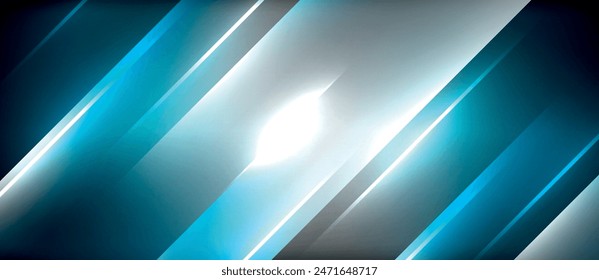 Neon dynamic diagonal light rays background. Techno digital geometric concept design for wallpaper, banner, presentation, background