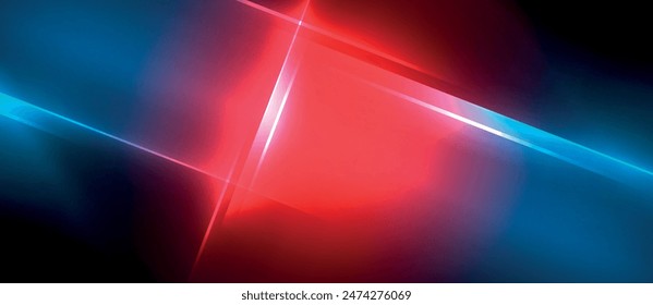 Neon dynamic diagonal light rays background. Techno digital geometric concept design for wallpaper, banner, presentation, background