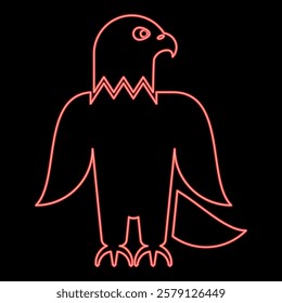 Neon eagle bald american bird silhouette red color vector illustration image flat style