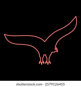 Neon eagle bald american bird silhouette red color vector illustration image flat style