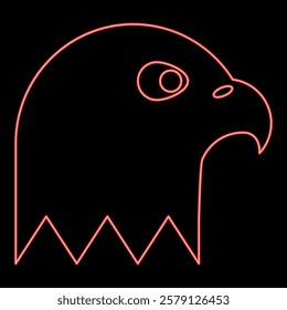 Neon eagle's head bald of prey red color vector illustration image flat style