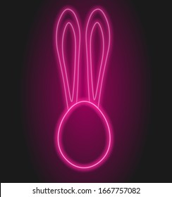 neon ears. Easter, egg, rabbit  icon. Elements of easter day set. Simple icon for websites, web design, mobile app, info graphics