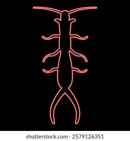 Neon earwig red color vector illustration image flat style