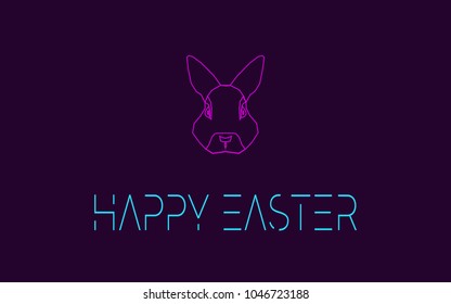 Neon easter card bunny holiday