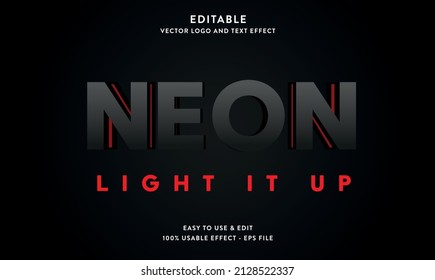 neon editable text effect with modern style usable for logo or brand title