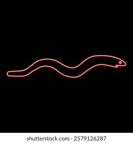 Neon eel fish snake shape seafood concept red color vector illustration image flat style