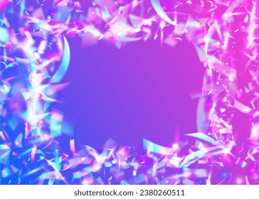 Neon Effect. Crystal Art. Transparent Texture. Flying Foil. Metal Christmas Backdrop. Birthday Glitter. Disco Design. Violet Laser Glare. Pink Neon Effect