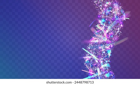 Neon Effect. Falling Poster. Cristal Ribbon. Laser Concept. Holographic Background. Happy Colourful Backdrop. Carnival Tinsel. Purple Disco Paper. Pink Neon Effect