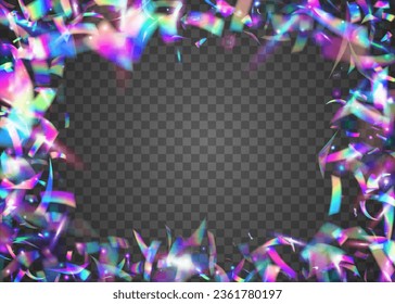 Efecto Neon. Confetti ligero. Arte de vacaciones. Blue Blur Tinsel. Crystal Foil. Disco Prisma. Bokeh Glitter. Serpentina Prismática Del Partido. Efecto Violet Neon