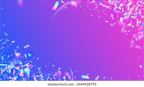 Neon Effect. Transparent Tinsel. Cristal Dust. Light Colourful Template. Disco Texture. Blue 3d Burst. Festive Confetti. Digital Design. Pink Neon Effect