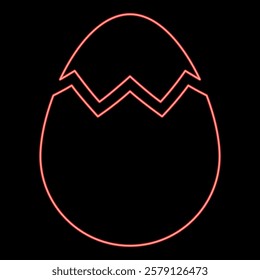 Neon egg with cracked eggshell damaged red color vector illustration image flat style