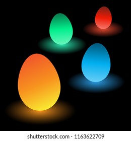 Neon eggs with black backround vector design