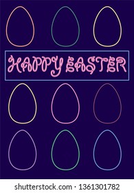 Neon eggs and happy easter