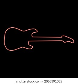 Neon electric guitar red color vector illustration flat style light image