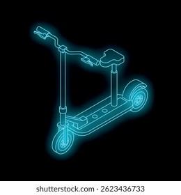 Neon electric scooter glowing on dark background representing modern and sustainable individual transportation