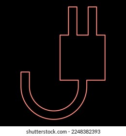 Neon electrick fork with wire red color vector illustration image flat style light