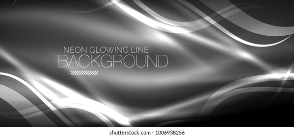 Neon elegante líneas de onda suave vectorial fondo abstracto digital