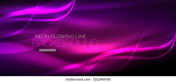 Neon elegant smooth wave lines vector digital abstract background