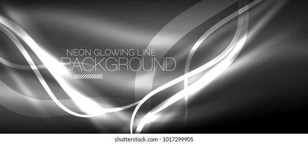 Neon elegant smooth wave lines vector digital abstract background
