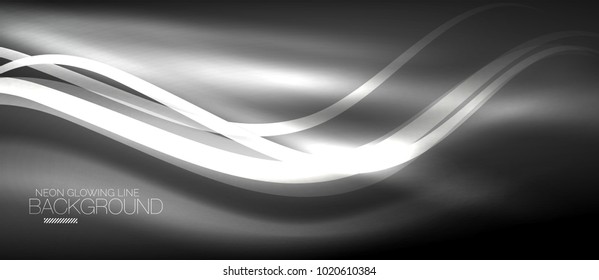 Neon elegante líneas de onda suave vectorial fondo abstracto digital