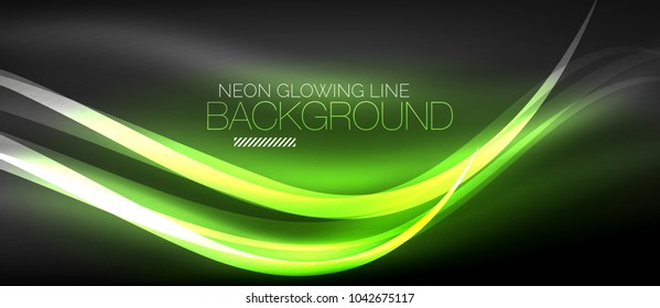 Neon elegant smooth wave lines vector digital abstract background