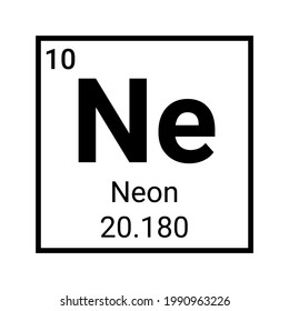 Neon element periodic table atomic symbol. Neon chemistry atom science sign
