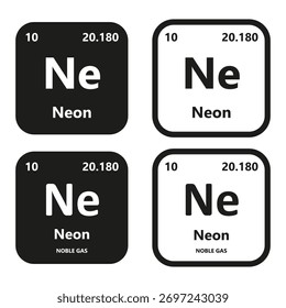 Símbolo de Vector de elemento de neón con número atómico, masa atómica y bloque de grupo químico