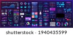 Neon elements for UI, UX, WEB design. Universal interface with Neon colors and elements with high detail. UI,UX, KIT, Web template - buttons, switches, bars,  screens display, calendar, search. Vector