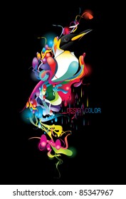 neon elements vector over a black background