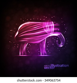 Neon elephant, abstract futuristic strip, stylish illustration eps10