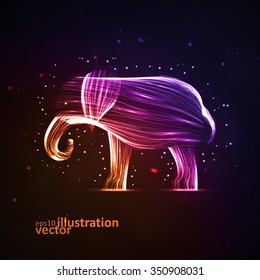 Neon elephant, abstract futuristic strip, stylish illustration eps10