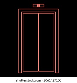 Puertas de ascensor color rojo ilustración vectorial estilo plano imagen de luz