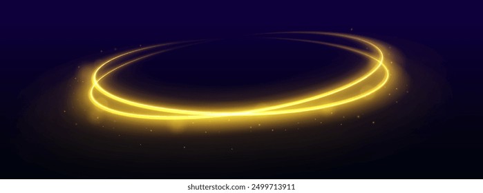 Neon ellipse in the form of speed. Glowing spiral. Abstract neon color glowing lines background. The energy flow tunnel. Shine round frame with light circles light effect.	