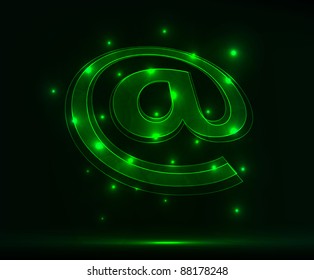 neon email symbol. ecto illustration