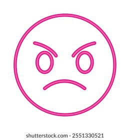 neon emoji angry face isolated