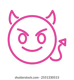 neon emoji devil face isolated