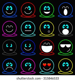 Neon emotions set
