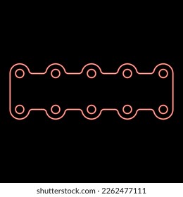 Luz de estilo plano de la imagen del vector de color rojo de la junta del motor neón
