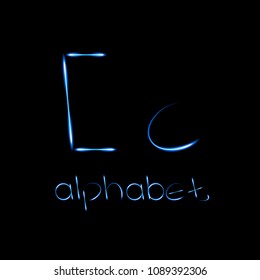 neon english alphabet, vector illustration, eps10, capital letter c, capital letter