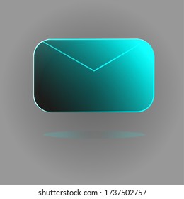 Neon envelope. Icon for sending emails. Working with mail.